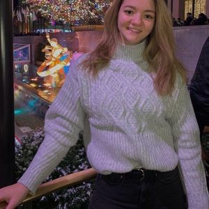 Grey Cable Knit Sweater